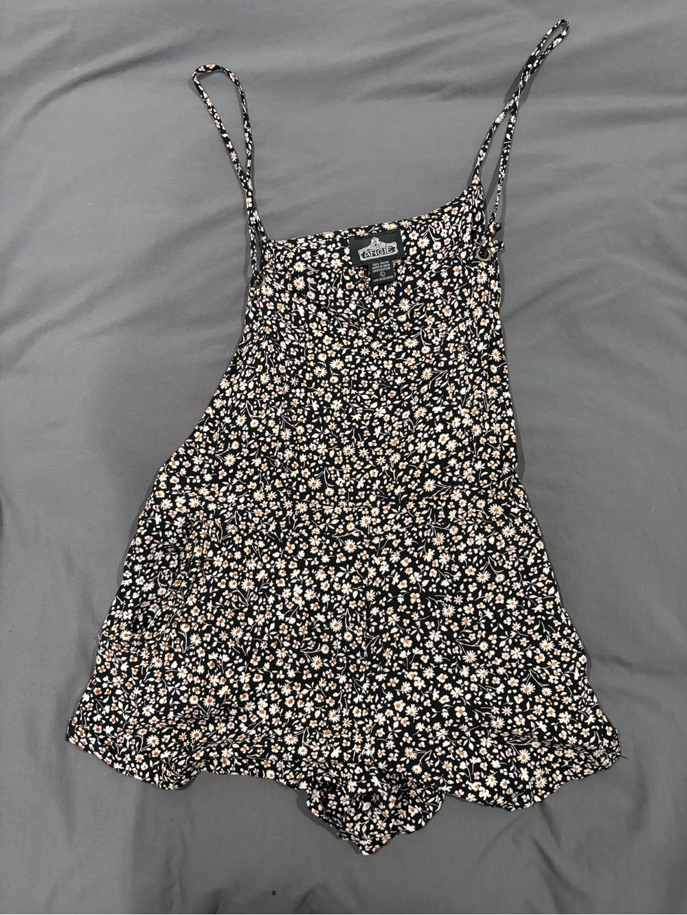Angie Black Floral Spaghetti-Strap Romper